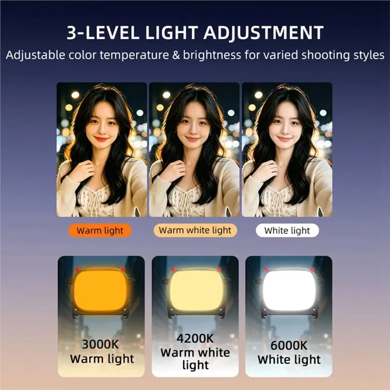 A52T Magnetic Selfie Light For DJI OSMO Pocket 4 Vlgo Video Fill Light 3000K-6000K Adjustable Lighting Action Cam Accessories