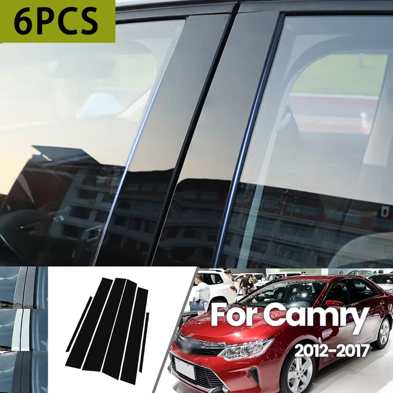 For Toyota Camry XV50 2012-2017 2013 2014 2015 2016 Bright Black Carbon Fibre Window Door Waterproof B C Sticker