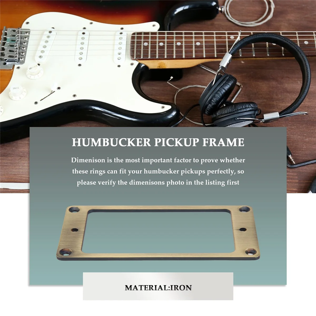 2Pcs Humbucker Pickup Frame, Mounting Ring Cover Frame for Electric Guitar, Brass Metal