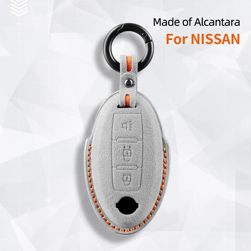 

For Nissan Murano Pathfinder Armada Cube Quest 370Z Versa Tytan Juke J10 J11 Alcantara Suede Car Key Case Shell Keychain