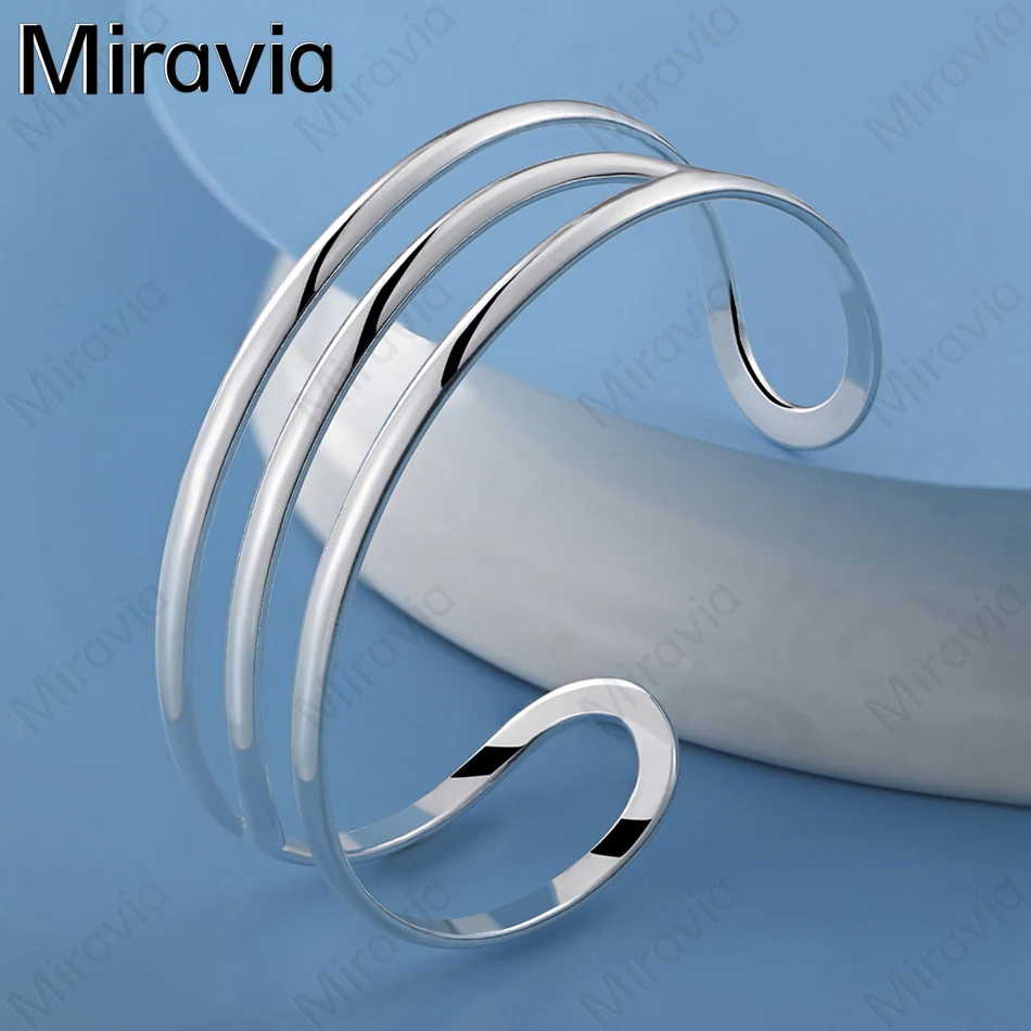 

Miravia 925 Sterling Silver Minimalist Geometric Open Bracelet Woman Charm Fashion Engagement Jewelry
