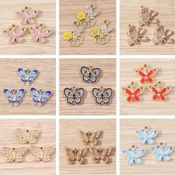 10pcs Elegant Crystal Flying Butterfly Charms Pendants for Jewelry Making Women Fashion Drop Earrings Necklace DIY Craft Supply