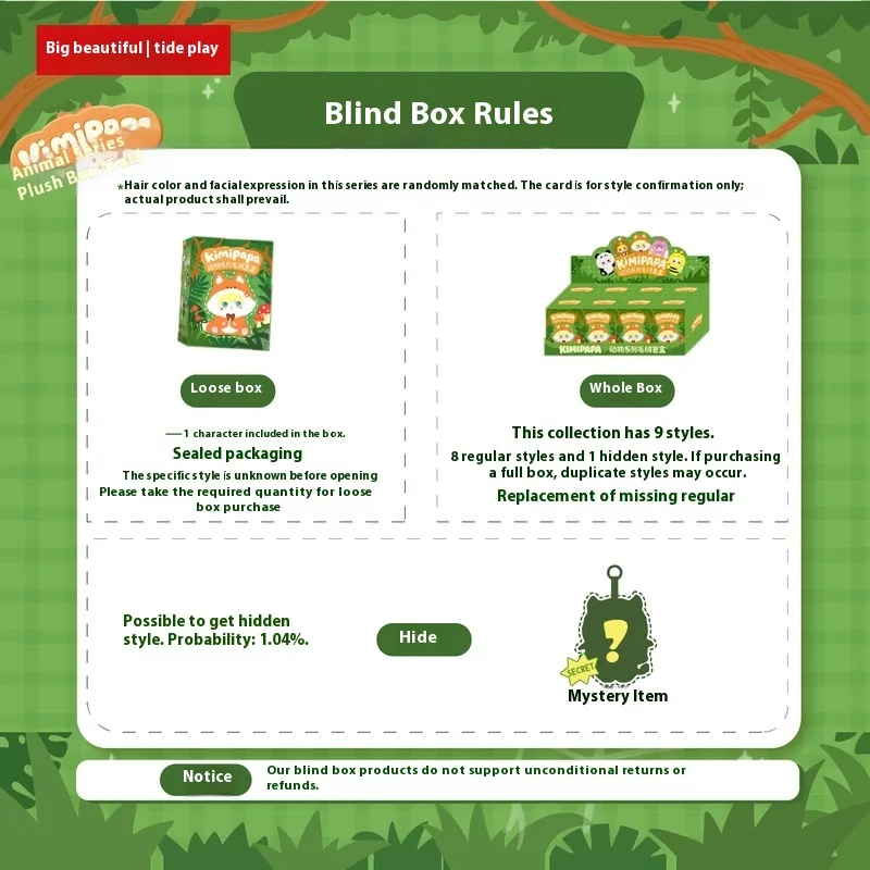 Boneka Vinyl Plush Seri Hewan Kimipapa 100% Original Baru, Kotak Misterius Boneka Lucu Gantungan Kunci, Hadiah Liburan untuk Anak Perempuan