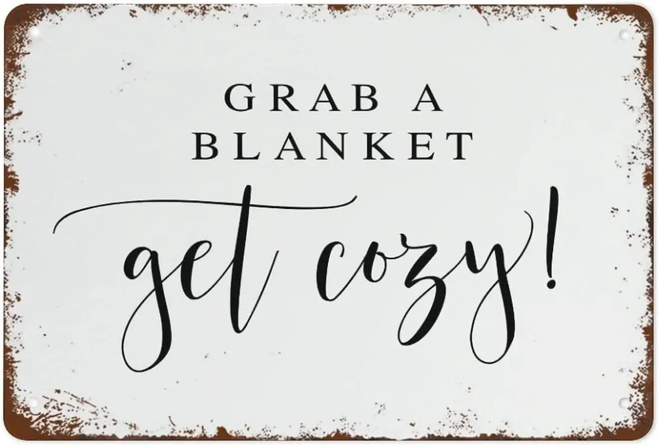 Retro Metal Poster Grab A Blanket And Get Cozy Wedding Vintage Plaque Wall Decor Gift Tin Signs For Home Kitchen Office Cl