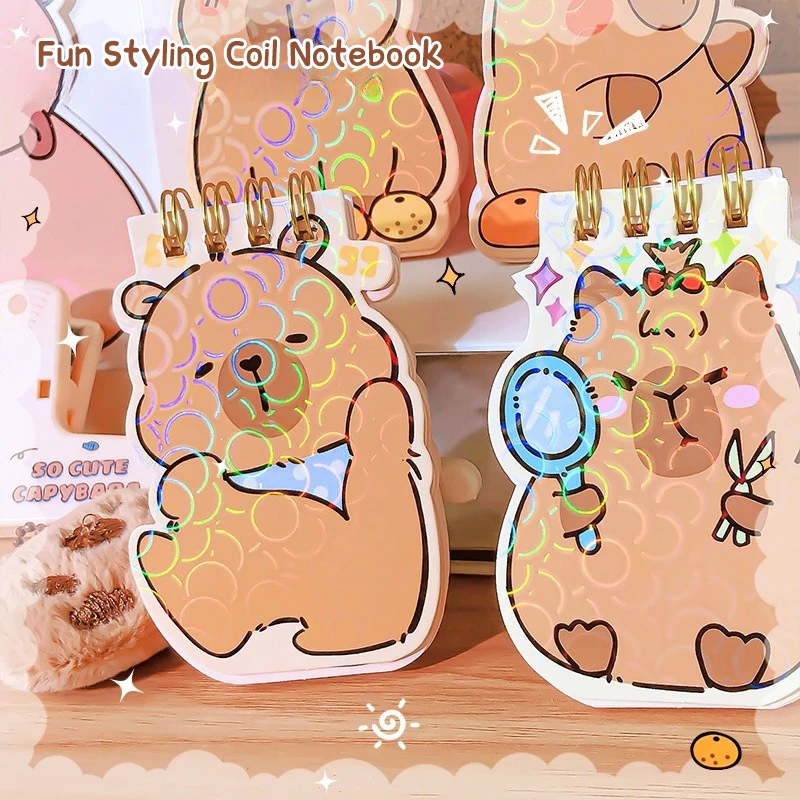 2Pcs Cute Cartoon Capybara Coil Notebook Mini Memo Book Student Notebook Capybara Cute Notebook School Writing Tool Supplies