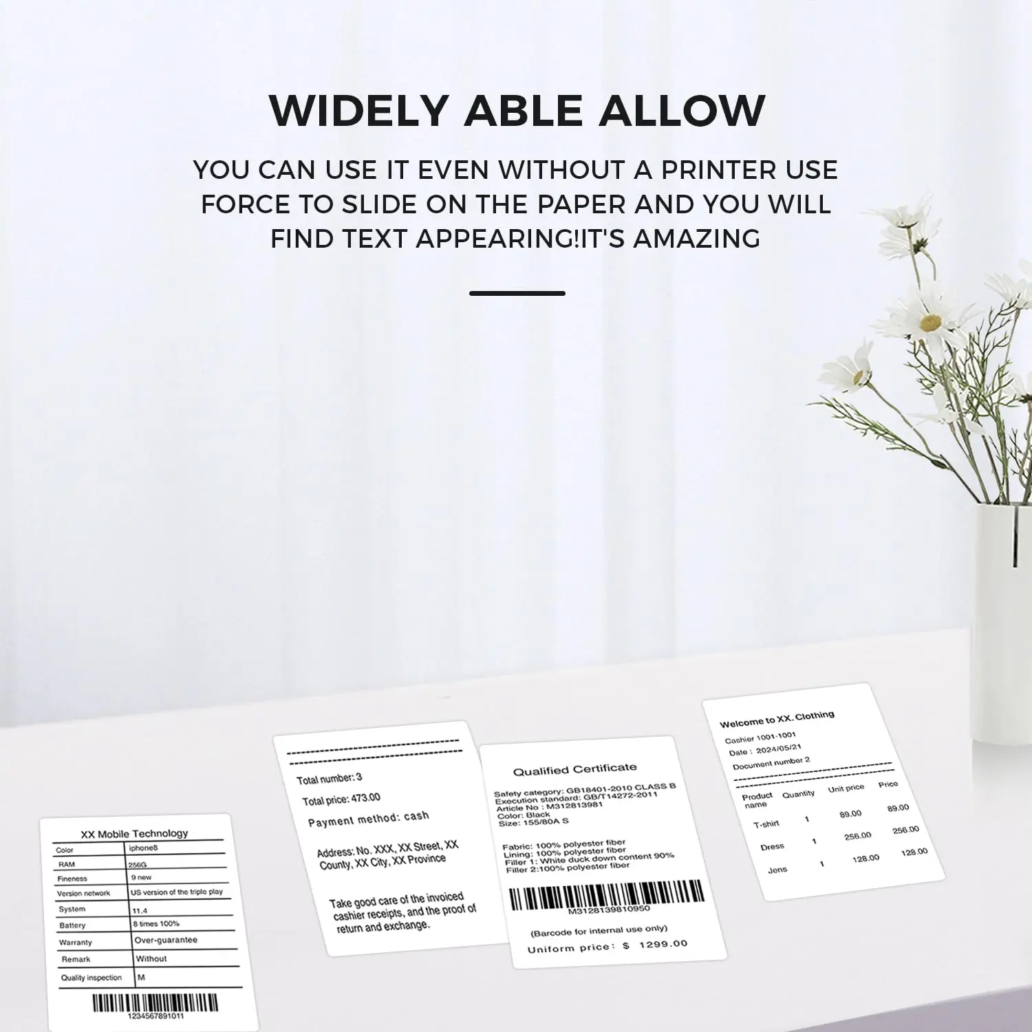 M110 50x80mm Thermal Shipping Label Durable Waterproof Heat-Resistant Stickers for Address/Barcode/Inventory/Warehouse Logistics