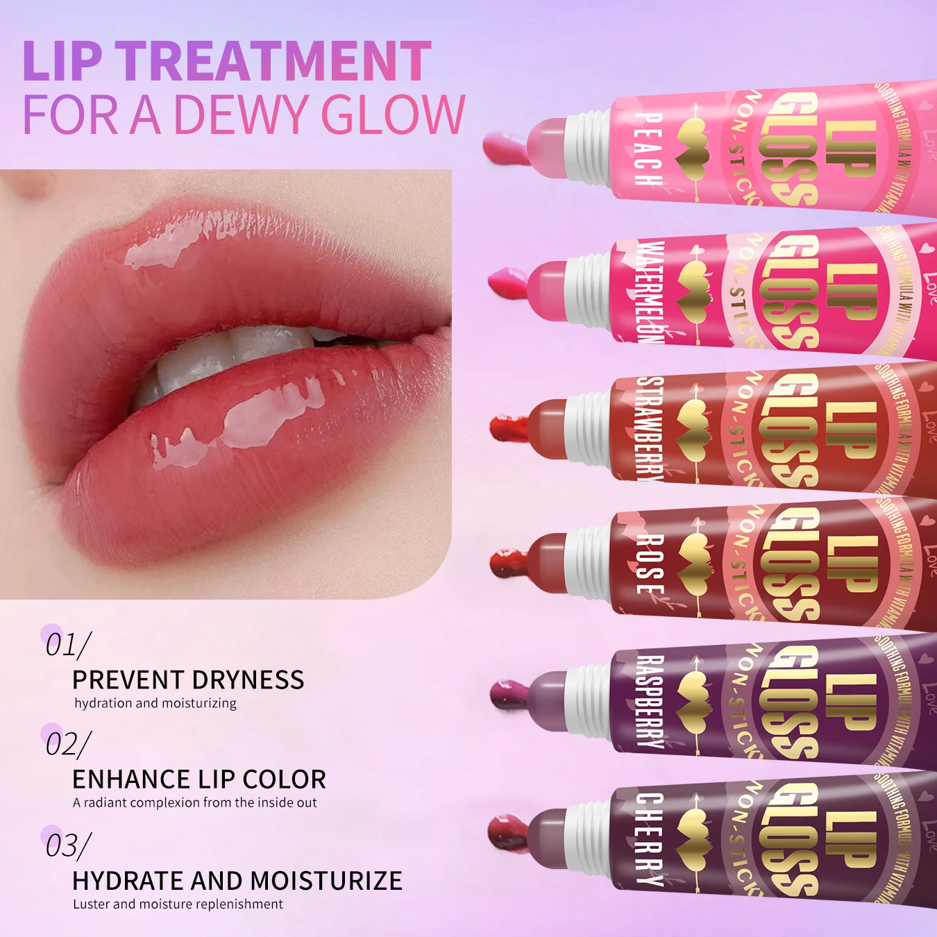 6-Pack Lip Gloss Set, Rich and Full Color Rendering, Long-Lasting Moisturizing, Thanksgiving Holiday Gift