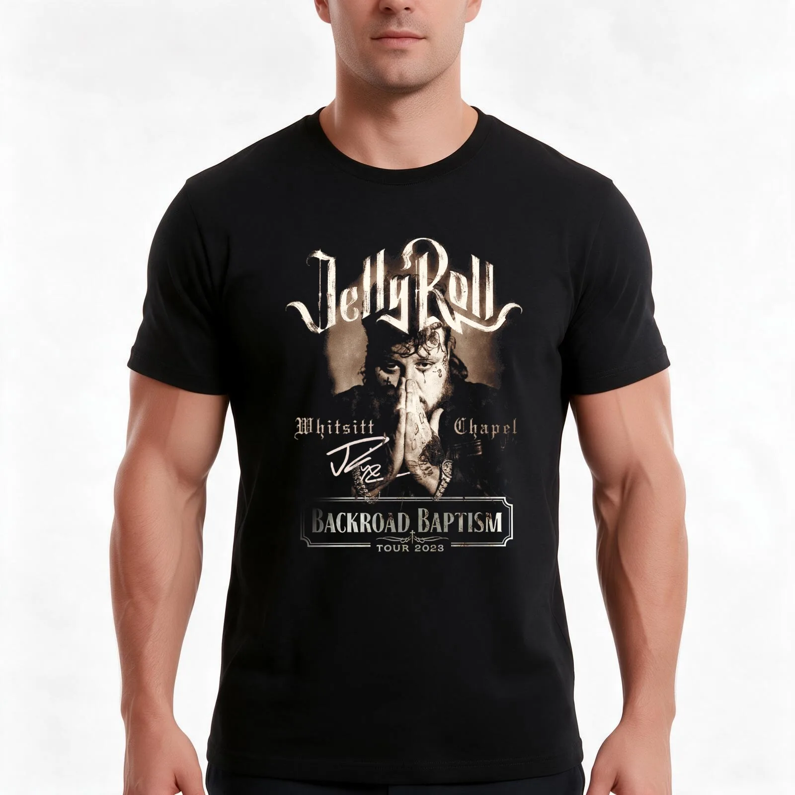 Jelly Roll American Rock Singer T-Shirt, Summer Casual Cotton Tee, Oversized Streetwear Tops, Vintage Graphic Print, 100% Cotton