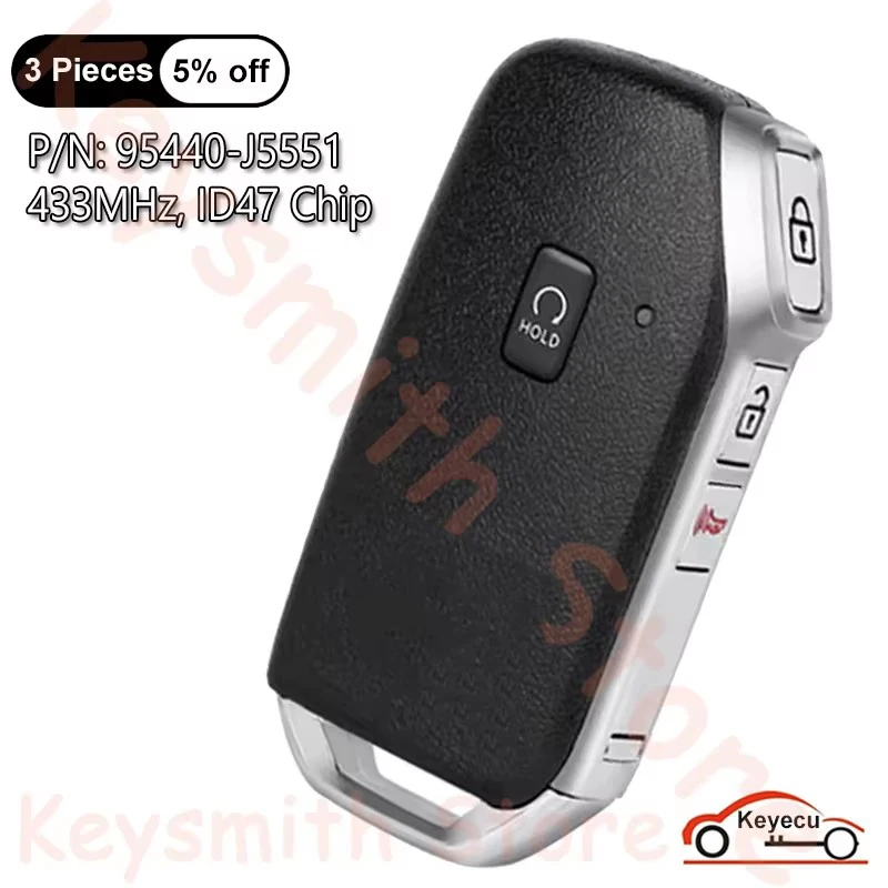 

KEYECU 3+1 4 Buttons 433MHz ID47 Chip for KIA Stinger 2022 2023 Auto Smart Remote Key Fob P/N: 95440-J5551 FCC ID: TQ8-FOB-4F46