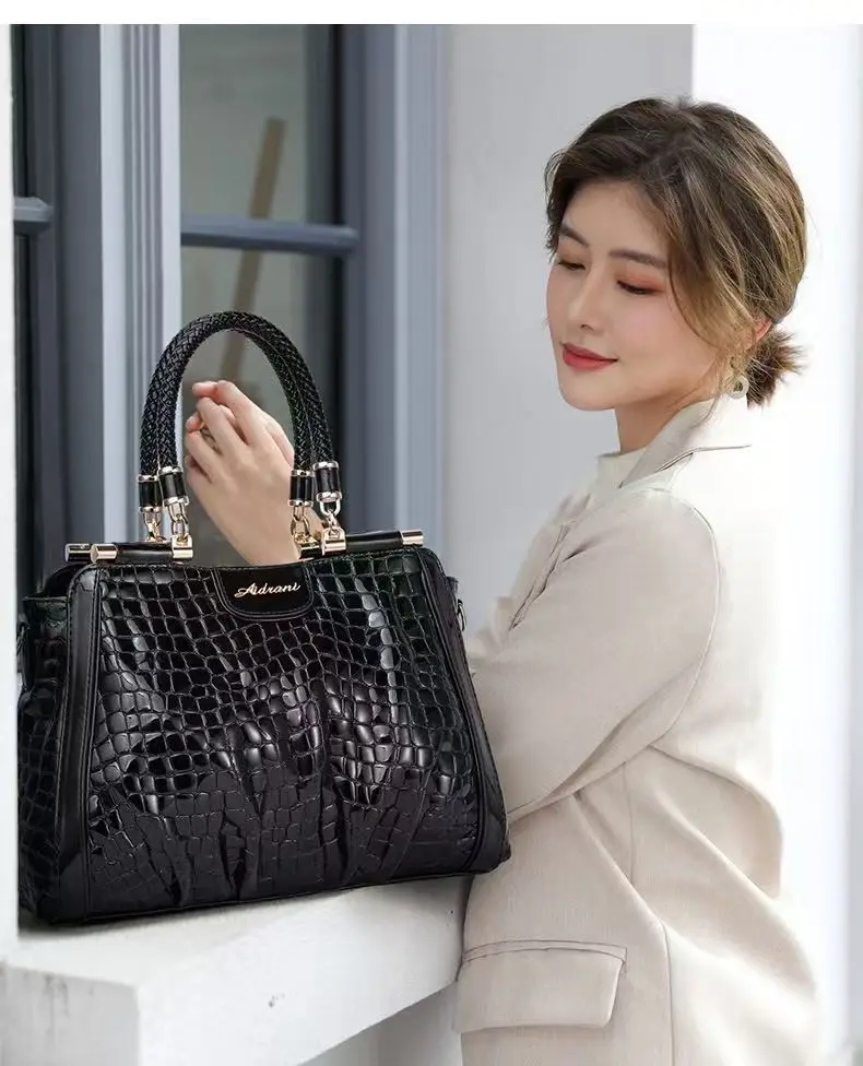 New Fashion Alligator Pattern Women Handbags Genuine Leather Lady Shoulder Bag Female Luxury Real Natural Leather Crossbody Bag