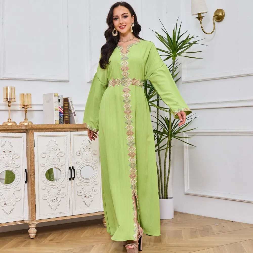 Ramadan Eid Mubarak Kaftans Evening Dresses For Women Satin Abaya Dubai Turkey Islam Arabic Muslim Dress Robe Djellaba Femme