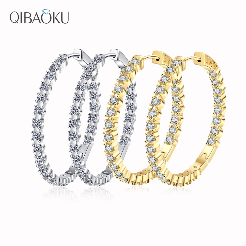 S925 Silver 39mm 18K Gold Circle Hoop Earrings For Women Fashion Wedding Jewelry Big Circle Hoop Earring