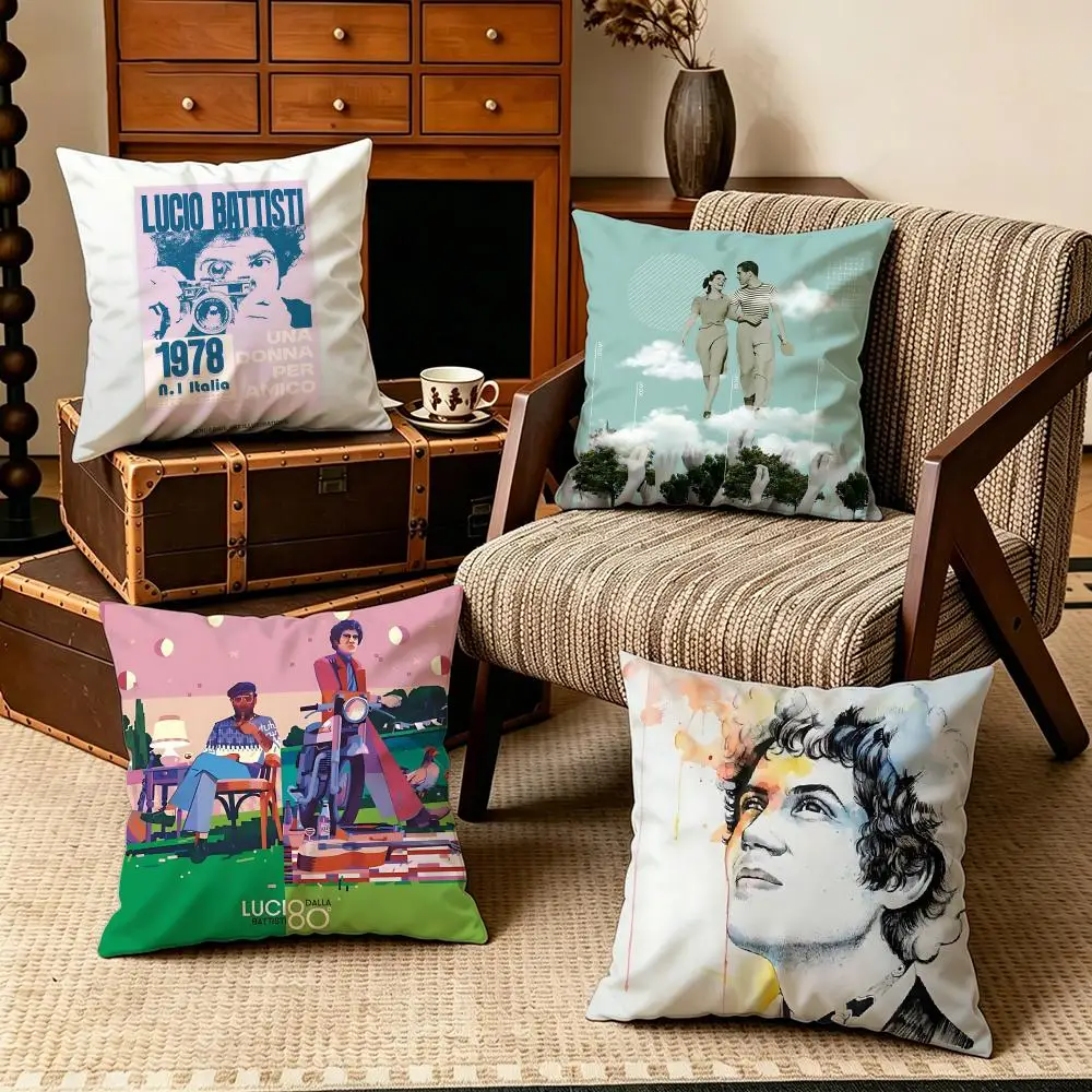 Celebrity-Lucio BattistiS Cushion Cover Soft Velvet Cushion Cover Set 4Pcs 50x50 45x45 Zipper Pillowcase for Home Decor