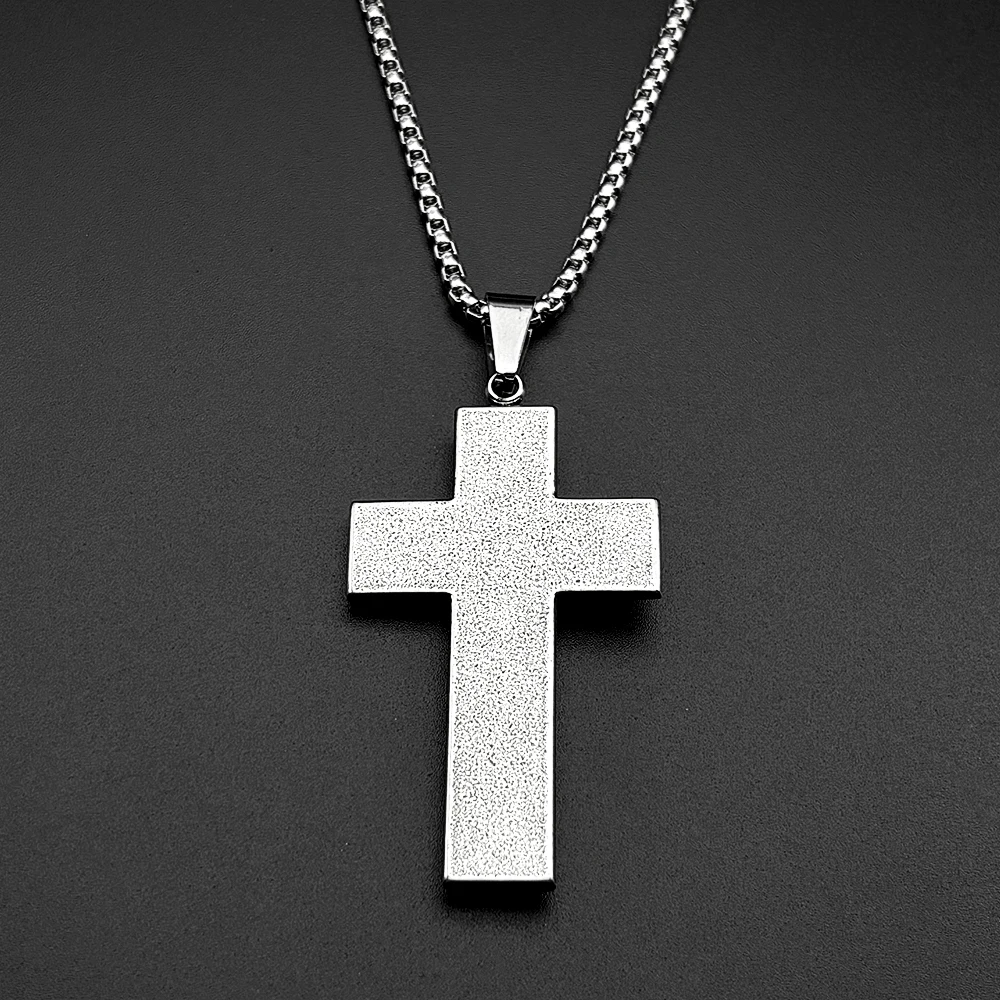 النمط الصناعي يسوع الصليب الدين قلادة قلادة للنساء الرجال الفولاذ المقاوم للصدأ الفضة اللون الشرير الذكور سلسلة تميمة المجوهرات #2