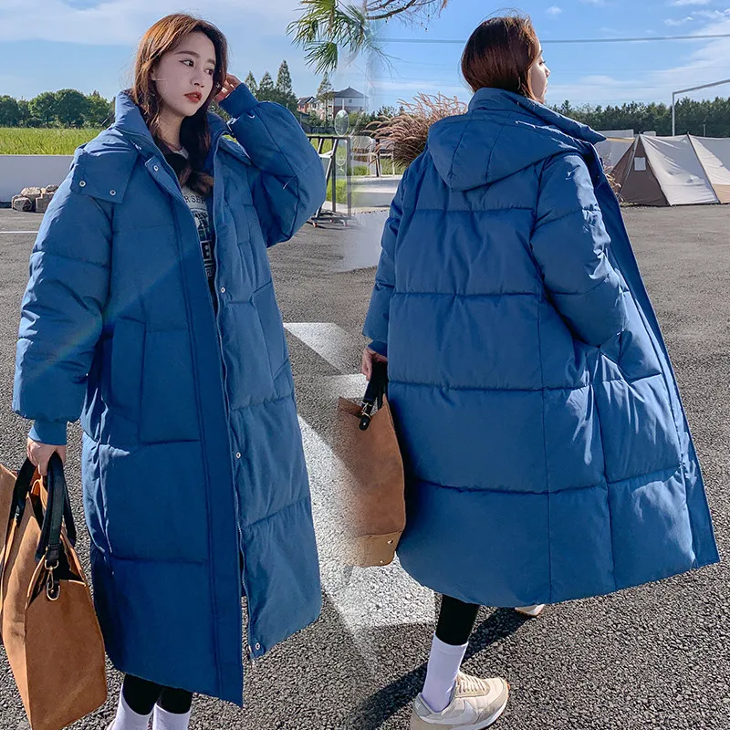 Thicken Bread Down cotton Jacket For women 2026 Winter New Korean version Loose Hooded Parka Coat Female Long Warm Snow Overcoat