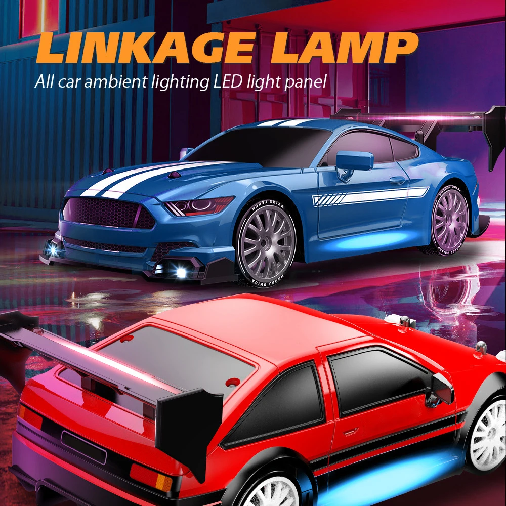 Coche de deriva con Control remoto de 2,4 GHz, 1:24, 20 KM/H, vehículo 4WD con control remoto de deriva de alta velocidad con luces delanteras, luces inferiores y traseras