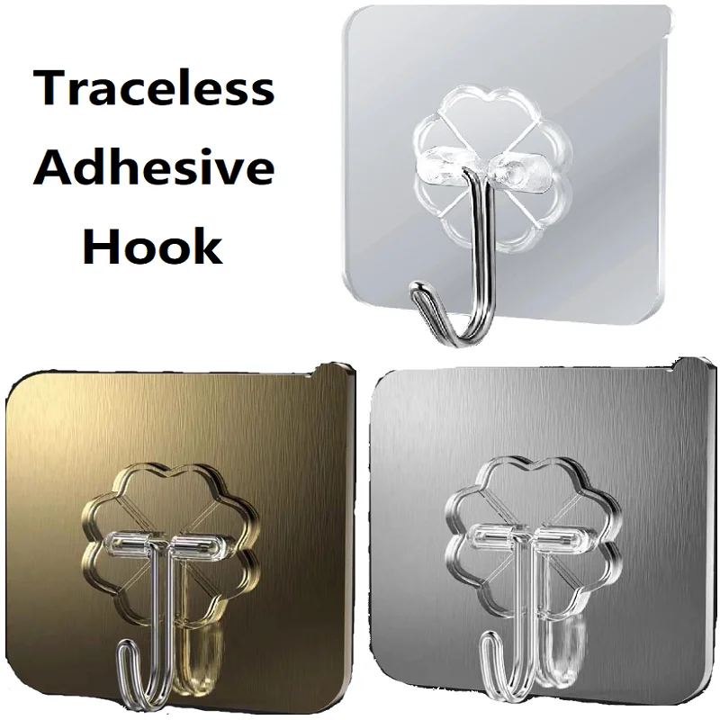 Adhesive Hooks for Hanging Heavy Duty Wall Hooks Self Adhesive Towel Hook Waterproof Transparent Hooks for Bathroom Kitchen