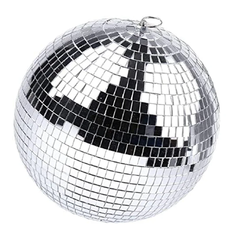 Silver Mirror Disco Ball Hanging Ball with Hanging Ring for Light Effect , Home Decoration Club Stage (8 Inches)