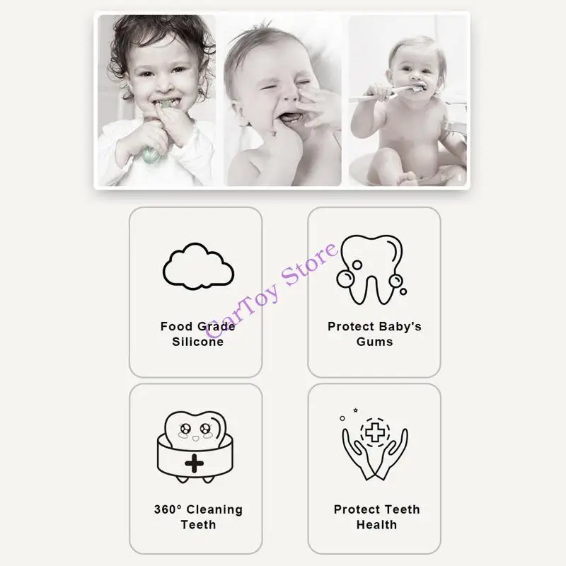 

634F Cartoon Handheld 360 Degree U-shaped Baby Toothbrushes Soft Silicone Teeth Brushes Kids Teeth Cleaner Care