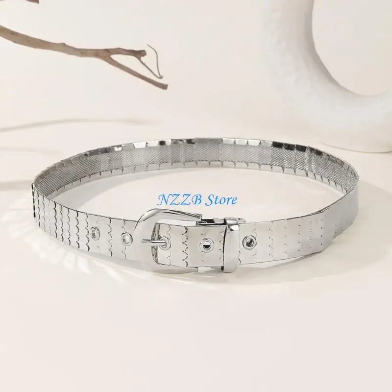 

T21F Modern Waist Belt for Daily Costume Punk Waist Belt Grommet Body Jewelry