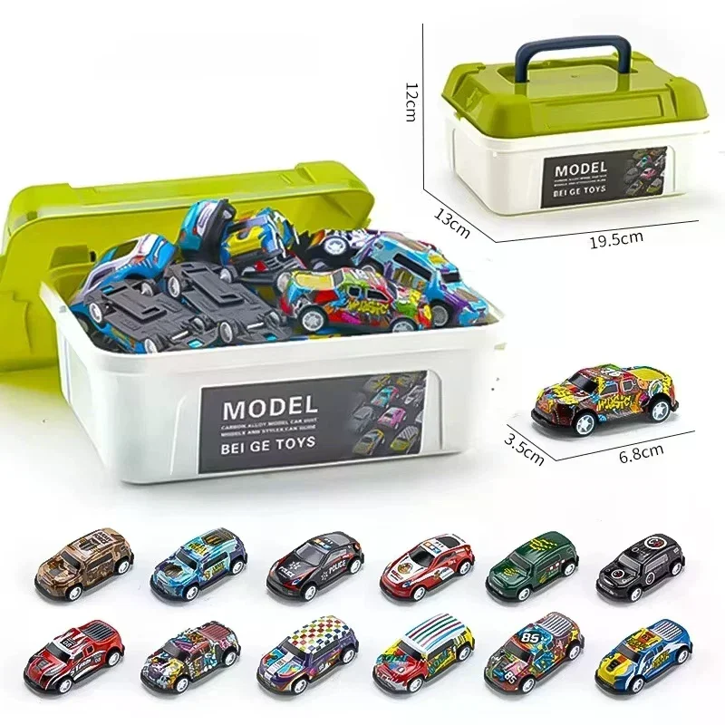 20PCS Mini Alloy Cars Model Set With Storage Box Diecast Pull-Back Car Kit Toys For Boys Birthday Gift