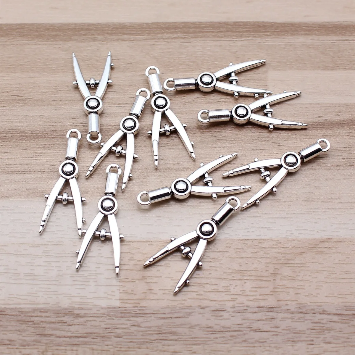 IFOCUS 10pcs/Lot Architect Compass Charms For DIY Jewelry Making Zinc Alloy 11x28mm/0.43x1.1inch