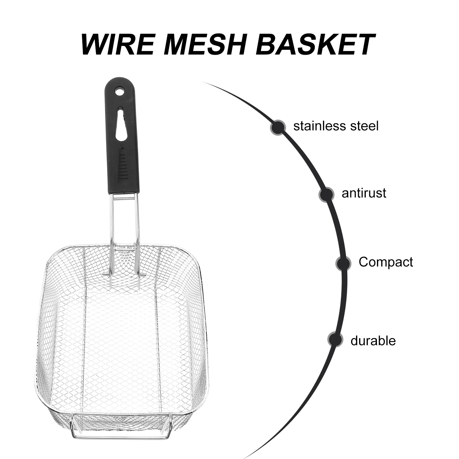 

Corrosion-resistant Fry Basket Food Safe Mesh Strainer Deep Fryer Removable Handle Wire Frying Tool Traditional Large Capacity