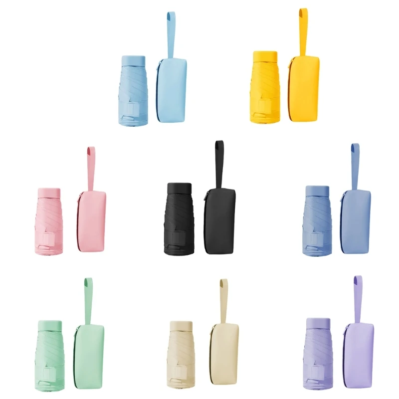 

Small Rain and Sun Umbrella Pocket Size Rain Cover with Storage Box Foldable