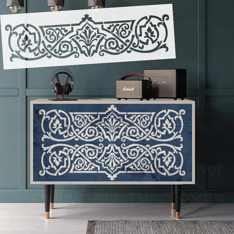 

39cm - 117cm Wall Stencil For Painting Decor Plaster Template To Paint Decorative Rococo Damask Border Baroque Rococo S428