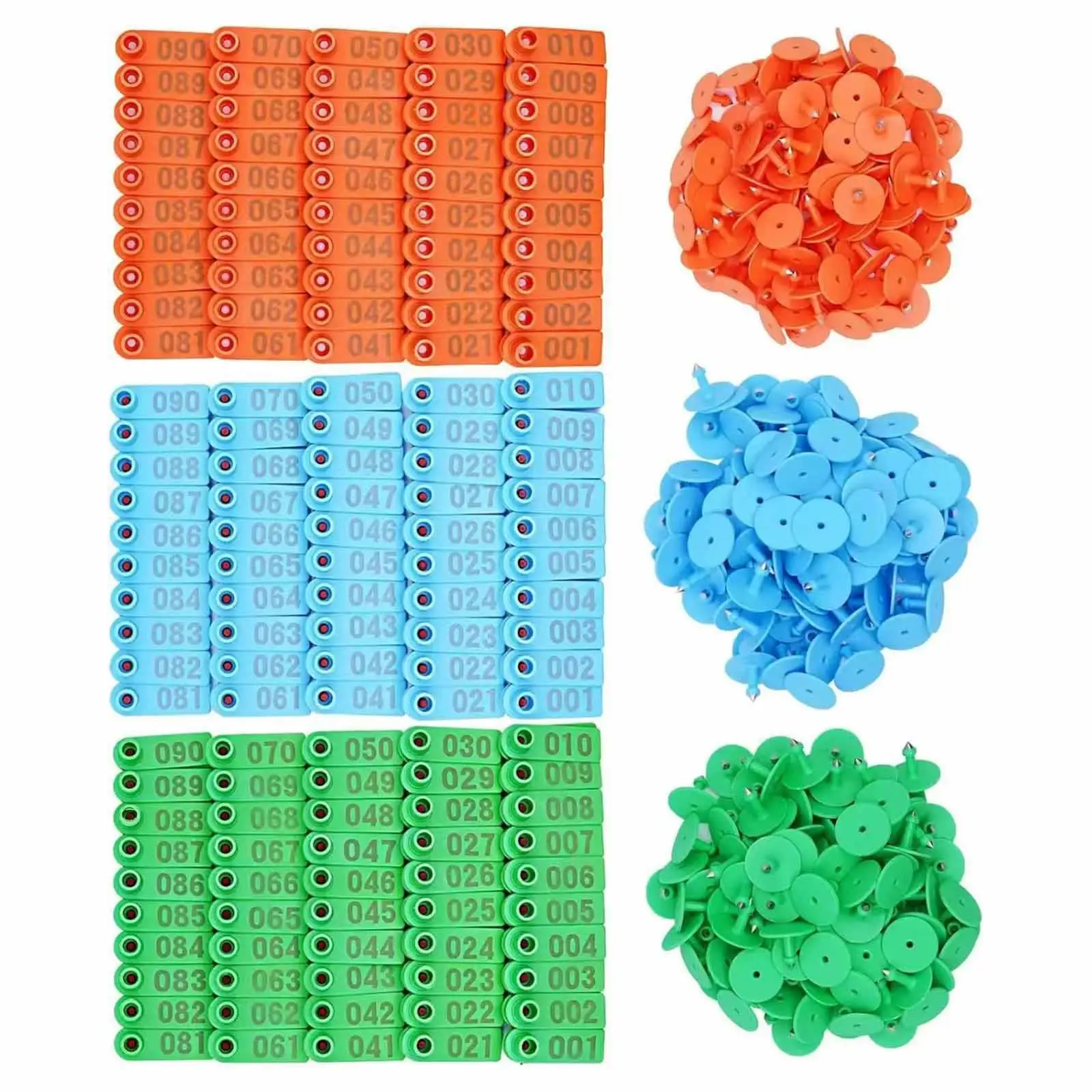 100 Pieces Livestock Ear Tags Ear Tagger Mark Label Sturdy 001-100 Numbered with Punch Applicator and Pins for Goat Cattle Deer