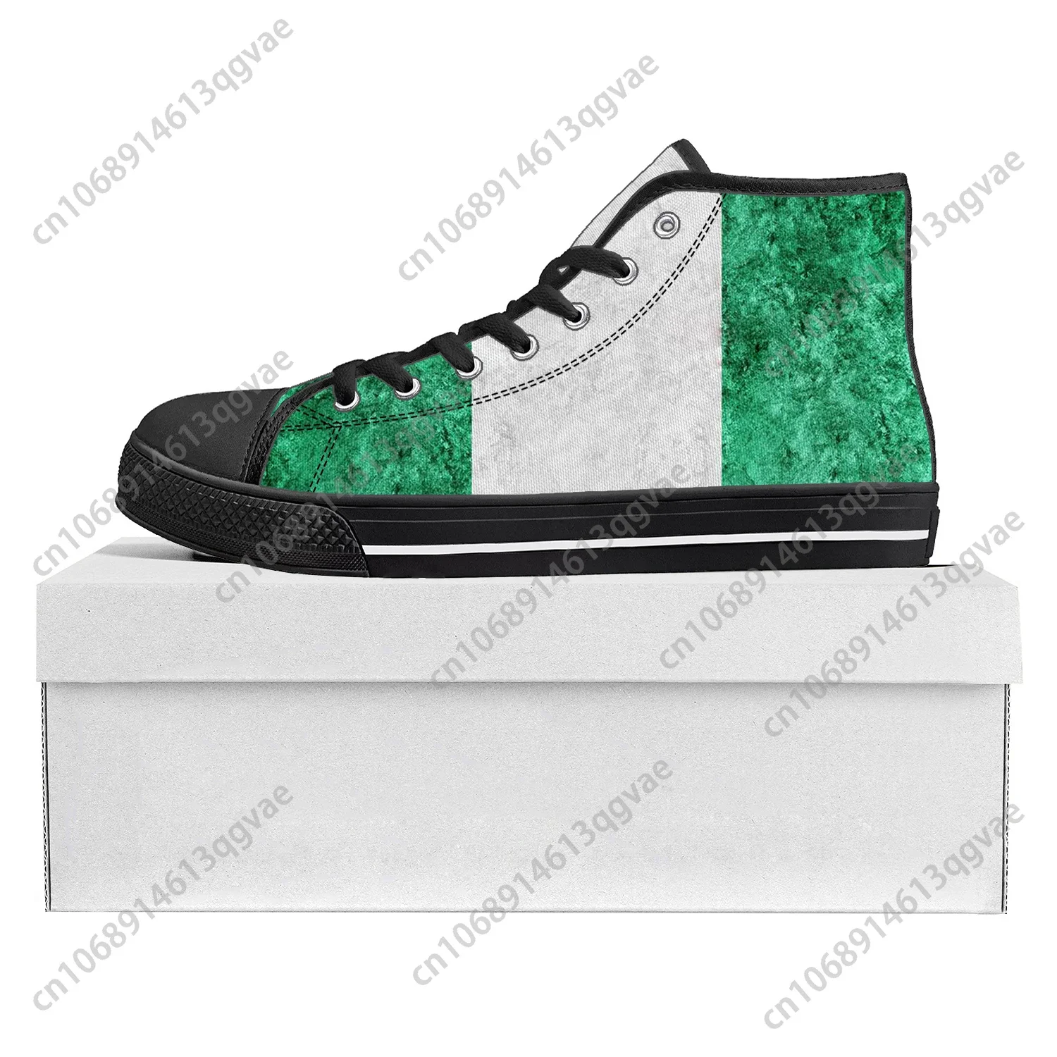 Nigerian Flag High Top High Quality Sneakers Mens Womens Teenager Canvas Sneaker Nigeria Casual Couple Shoes Custom Shoe