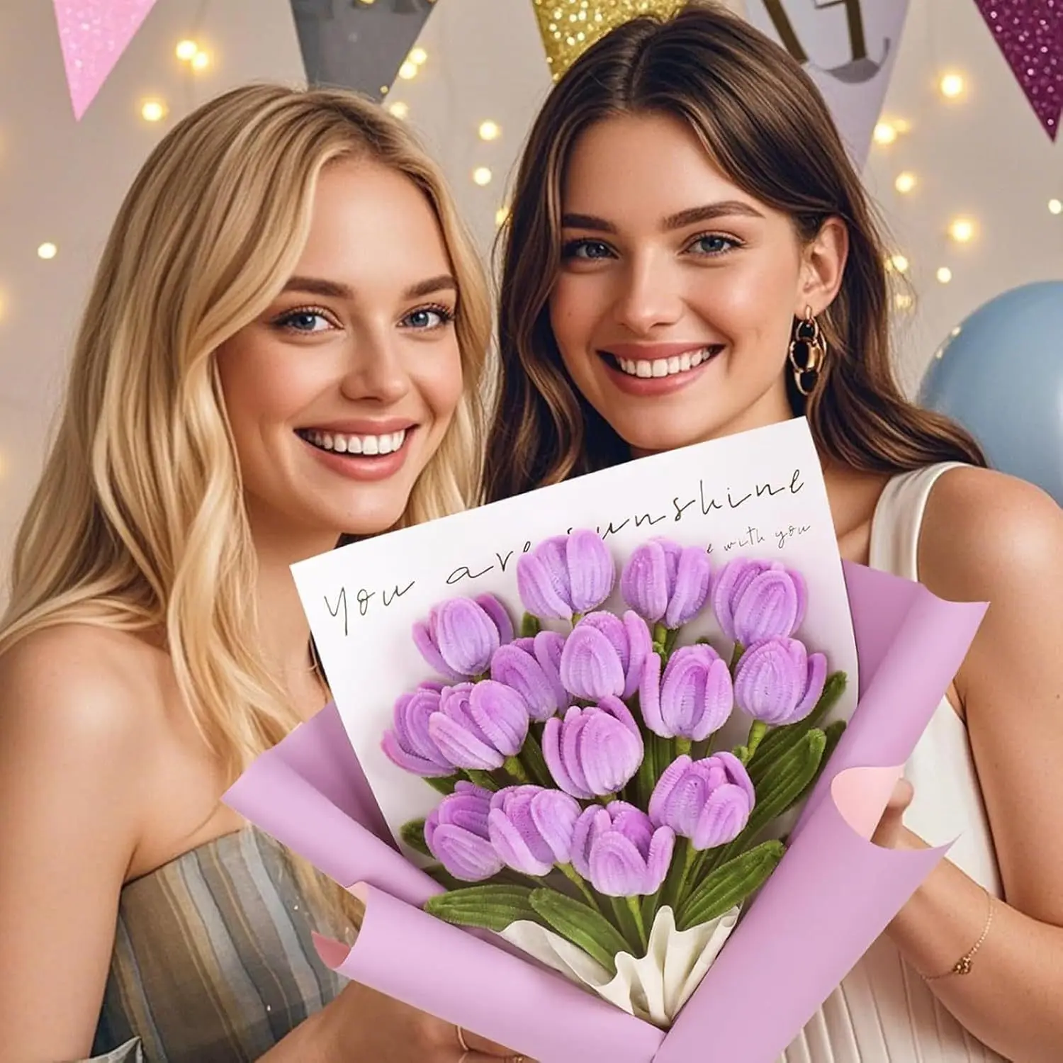 【DIY Fake Flower Arrangement】4 Colors Realistic Floral Craft Set, Artificial Bouquet Making Supplies Wedding, Party Decorations