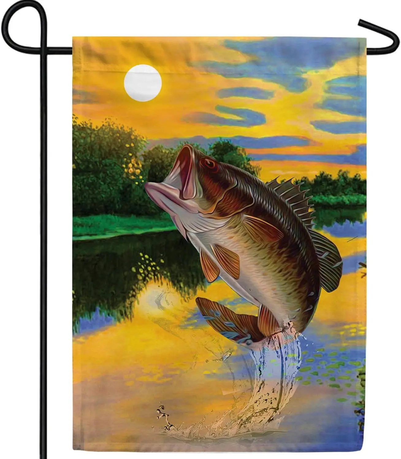 Bandera de jardín America Forever Sunset Catch Fishing, 12.5 x 18 pulgadas, doble cara, bandera de pesca de lubina, pancarta de pescador, Lake Lif AAM