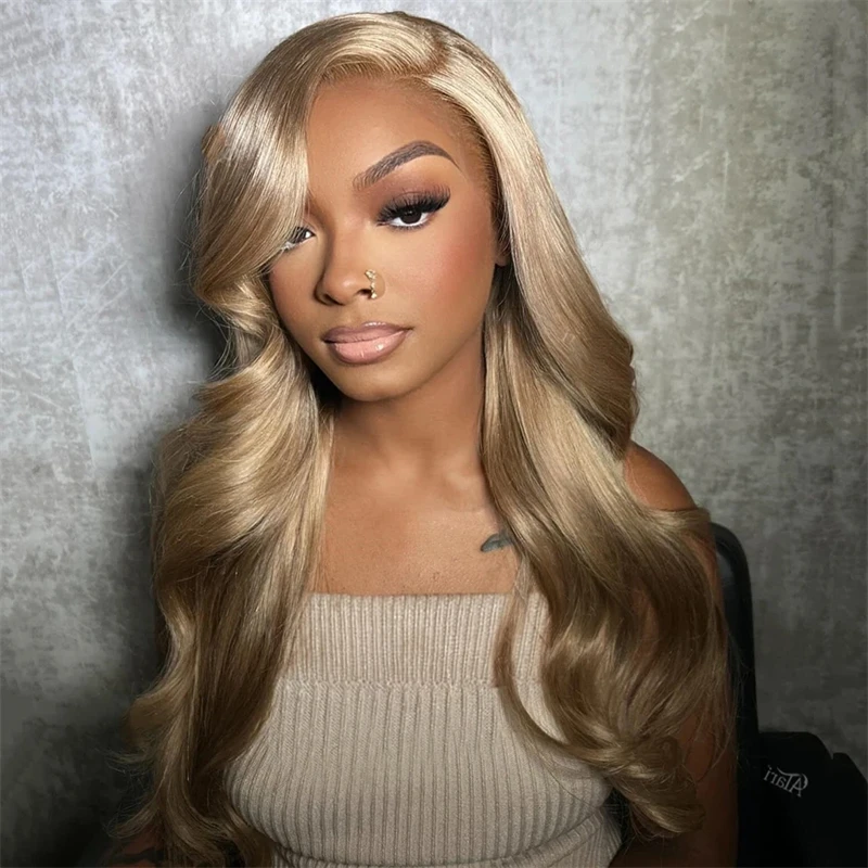 Rose Blonde Body Wave 13X6 Lace Frontale Pruik 100% Echt Menselijk Haar Melk Bruin Hd Transparant 13X4 Lace Front Pruik Voor Vrouwen