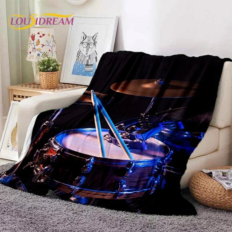 Drum Kit Drum Stand Set Music Instruments Soft Flannel Blanket for Beds Bedroom Sofa Picnic,Throw Blanket Outdoor Leisure Gift