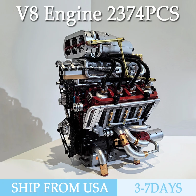 

2374PCS V8 Engine Building Blocks Model Simulated Gearbox Technical Bricks Toys Educational Toys IGifts For Kids Teens Adult