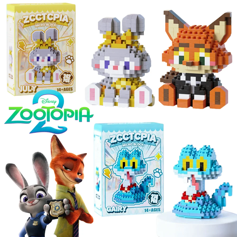 

﻿Disney Zootopia Building Blocks Judy Hopps Nick Wilde figure Gary De'Snake Block Cartoon Character Model Toys for Children Gift