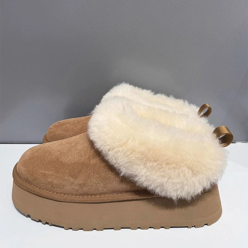 Designer Thick Soled and Raised Sheepskin Wool Integrated Snow Boots for Women in Winter 2024, New Warm and Plush Short Boots