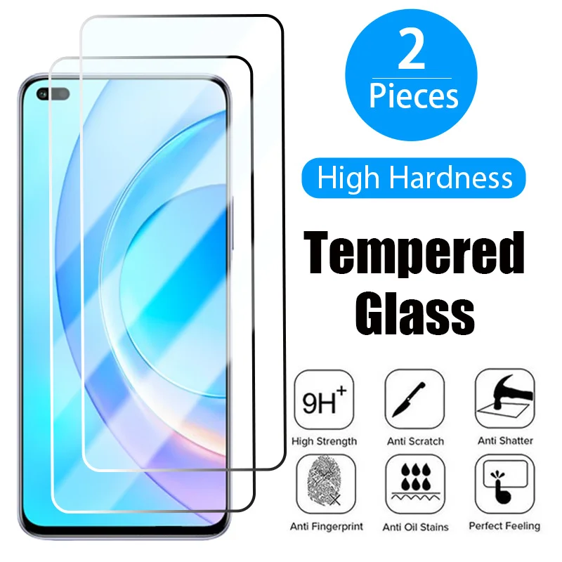 

2PCS Tempered Glass For Honor 8X 9X Premium 8A 9A 8C 9C X8 X7 Screen Protector For Honor 50 30 9 Lite 20 Pro 70 10i 20i 30i