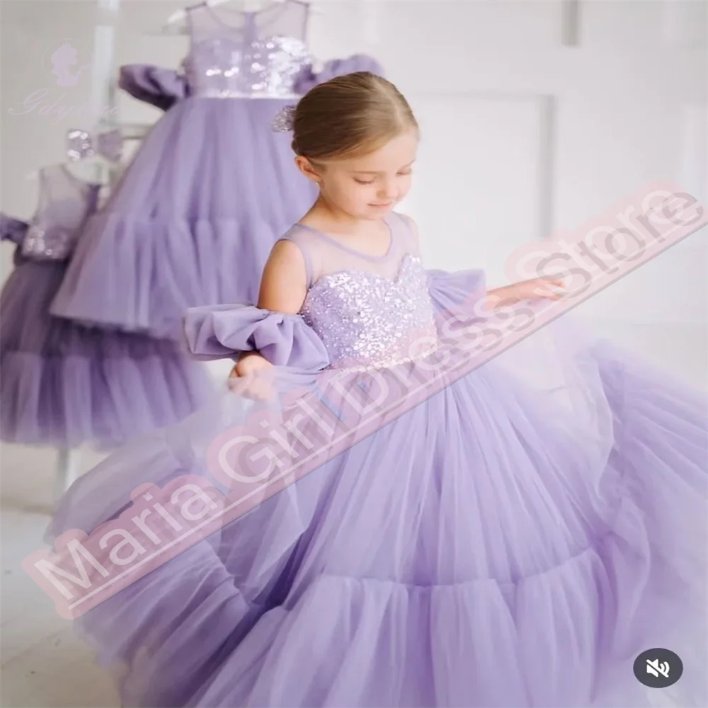 

Elegant Girl Wedding Transparent Neck Sleeveless A Line Prom Party Sequined Prom Princess Piano Performance Dress