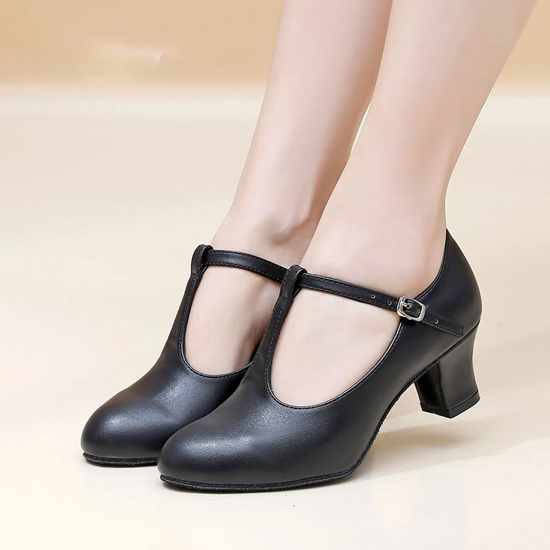 Women's T-Strap Character Dance Shoes Non-Slip Ballroom Dance Heels for Latin Salsa Tango Dance Shoes High heels Jazz Shoes