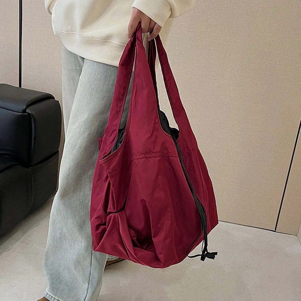 Creative Reusable Drawstring Design Handbag Waterproof Large Capacity Shopping Eco Bag Tote Bag Nylon Foldable Shopping Bag Food