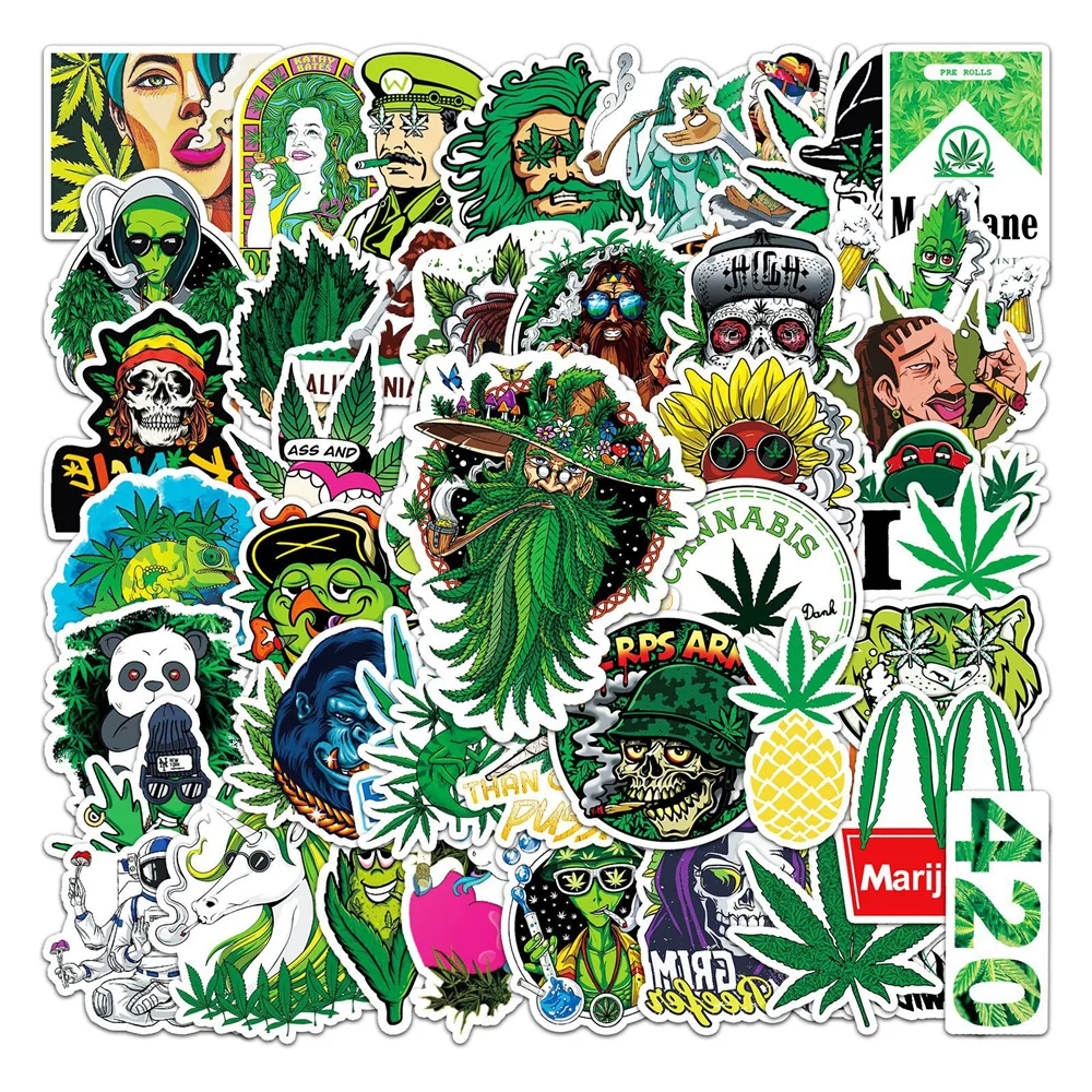 50PCS Cartoon Animation Weed Character Personalized Graffiti Creative Sticker Toy Car Mobile Phone  Refrigerator Desk Decoration