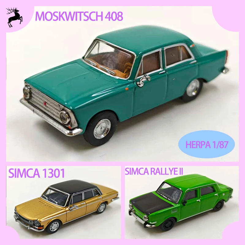 Herpa escala 1/87 moskwitsch 408/simca rallye ii/simca 1301 modelo de carro de plástico coleção estática decorado presentes de feriado brinquedos