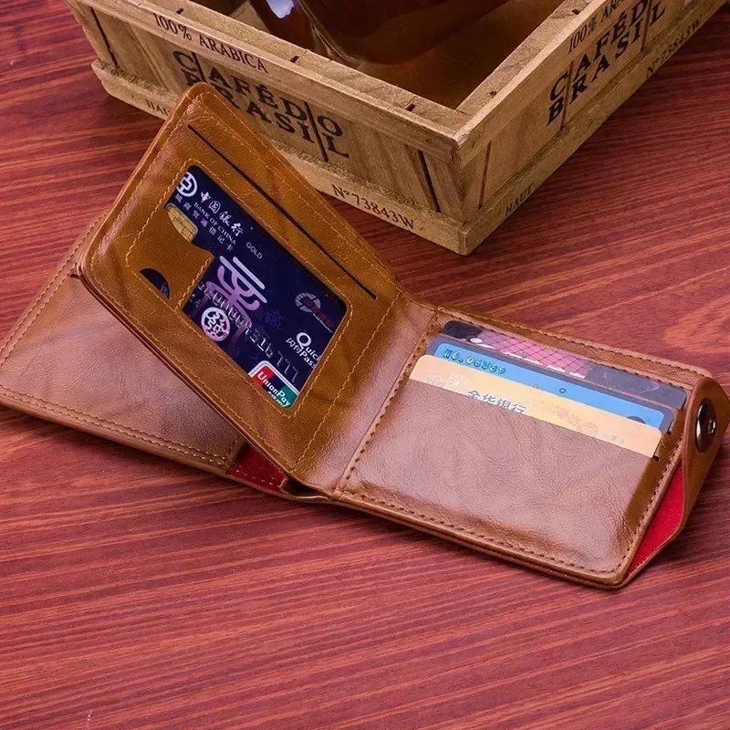 Men\'s Money Pattern Leather Wallet with Zipper & Coin Pocket – Unique and Practical Gift for Men