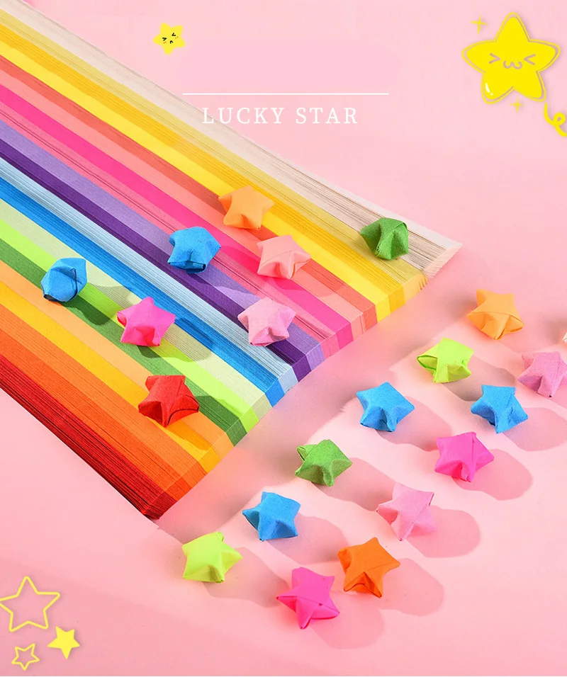 1000 Sheets Colorful Origami Stars Paper Strips Lucky Star 20 Colors Folding Paper Material for Children Handmade Craft DIY Toys