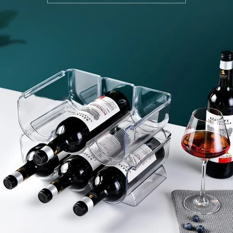 Transparent Red Wine Rack Household Refrigerator Storage Rack Wine Rack Light Luxury Wine Bottle Divider Kitchen Storage Rack
