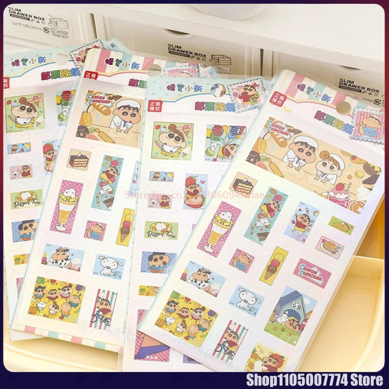 4pcs Kawaii Crayon Shin-Chan Stamp Stickers Sakura Creative Diy Phone Case Camera Decoration Children'S Reward Toy