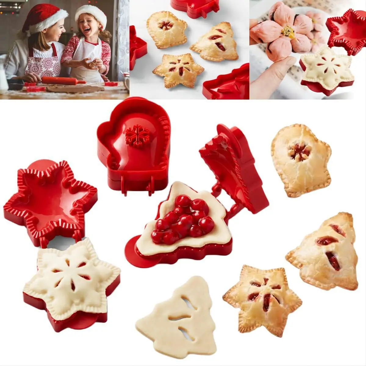 

Christmas Pie Mold Multifunctional Cute-shape Dough Press Handmade Apple Pie Christmas Baking Home Kitchen DIY Tool Accessories