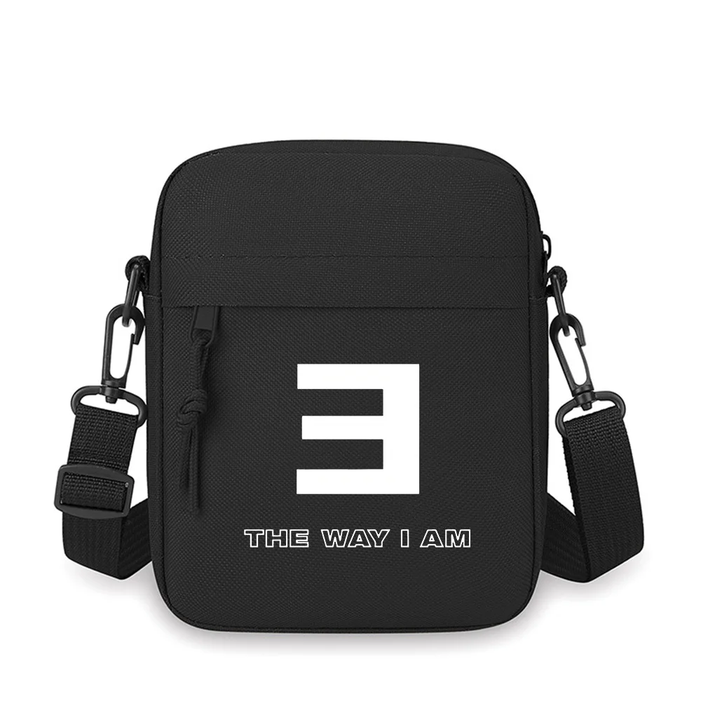 White geometric emblem, THE WAY I AM. Men Crossbody Bag Single Shoulder Women Cartoon Anime Film Printing Design Unisex
